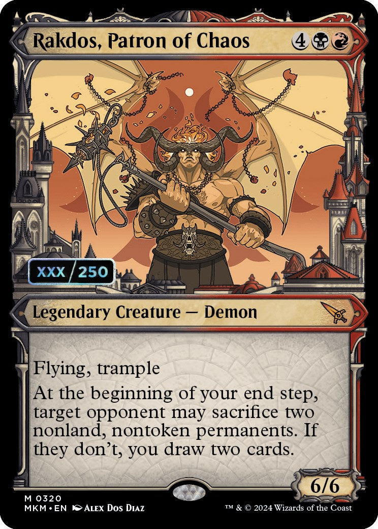 Rakdos, Patron of Chaos (Serialized) [Murders at Karlov Manor] | Jomio and Rueliete's Cards and Comics