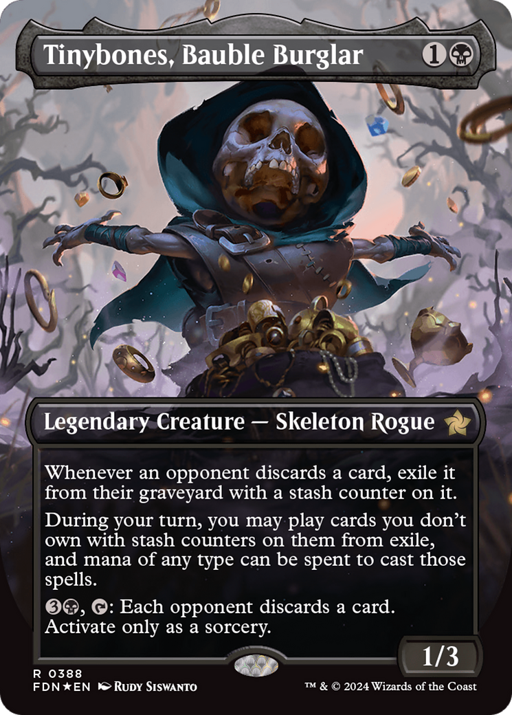 Tinybones, Bauble Burglar (Borderless) (Mana Foil) [Foundations] | Jomio and Rueliete's Cards and Comics