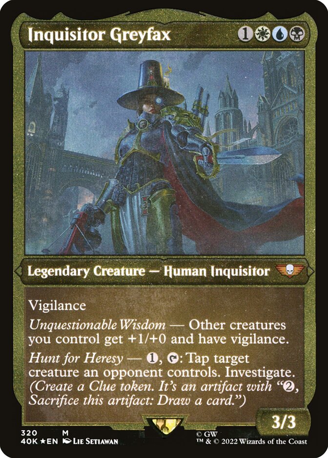 Inquisitor Greyfax (Display Commander) (Etched Foil) [Warhammer 40,000] | Jomio and Rueliete's Cards and Comics