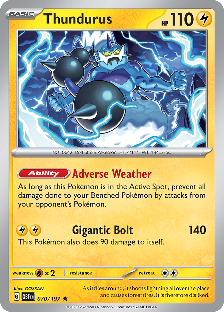 Thundurus (070/197) [Scarlet & Violet: Obsidian Flames] | Jomio and Rueliete's Cards and Comics