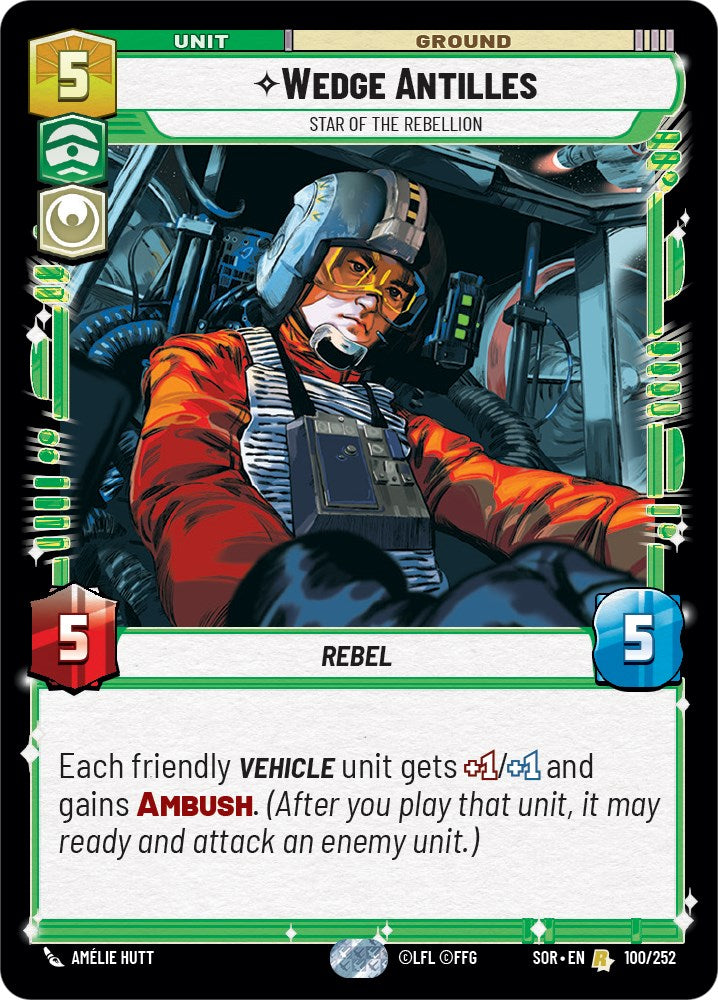 Wedge Antilles - Star of the Rebellion (100/252) [Spark of Rebellion] | Jomio and Rueliete's Cards and Comics