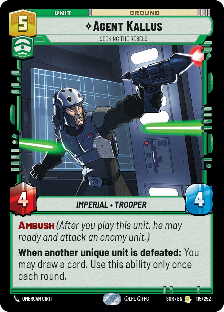 Agent Kallus - Seeking the Rebels (115/252) [Spark of Rebellion] | Jomio and Rueliete's Cards and Comics