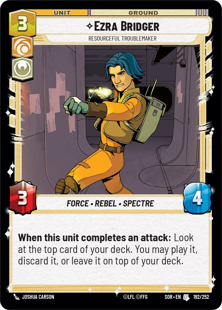 Ezra Bridger - Resourceful Troublemaker (192/252) [Spark of Rebellion] | Jomio and Rueliete's Cards and Comics