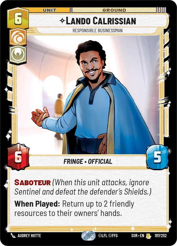 Lando Calrissian - Responsible Businessman (197/252) [Spark of Rebellion] | Jomio and Rueliete's Cards and Comics