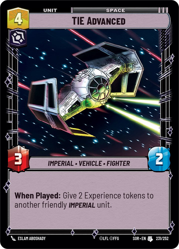 TIE Advanced (231/252) [Spark of Rebellion] | Jomio and Rueliete's Cards and Comics