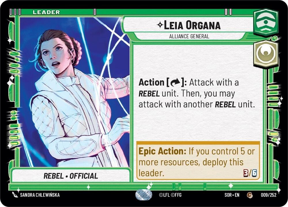 Leia Organa - Alliance General (009/252) [Spark of Rebellion] | Jomio and Rueliete's Cards and Comics