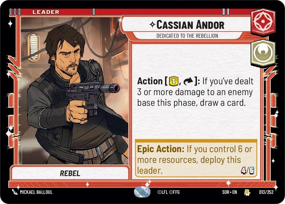 Cassian Andor - Dedicated to the Rebellion (013/252) [Spark of Rebellion] | Jomio and Rueliete's Cards and Comics