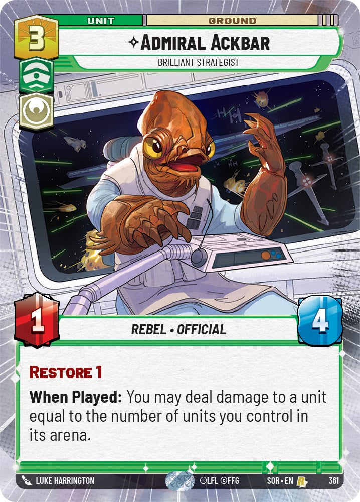 Admiral Ackbar - Brilliant Strategist (Hyperspace) (361) [Spark of Rebellion] | Jomio and Rueliete's Cards and Comics
