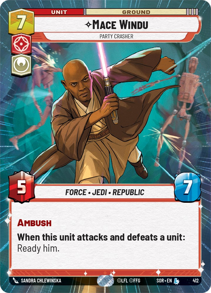 Mace Windu - Party Crasher (Hyperspace) (412) [Spark of Rebellion] | Jomio and Rueliete's Cards and Comics