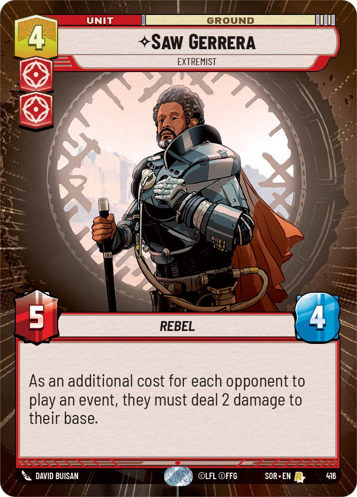 Saw Gerrera - Extremist (Hyperspace) (416) [Spark of Rebellion] | Jomio and Rueliete's Cards and Comics