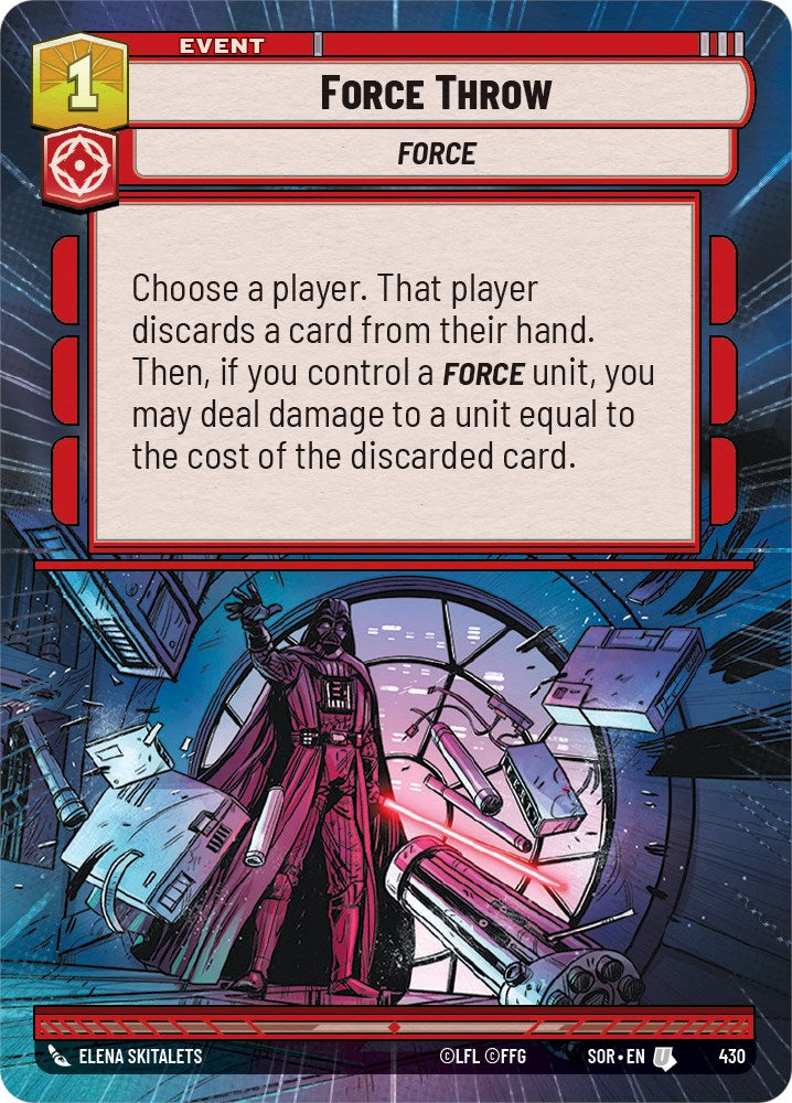Force Throw (Hyperspace) (430) [Spark of Rebellion] | Jomio and Rueliete's Cards and Comics