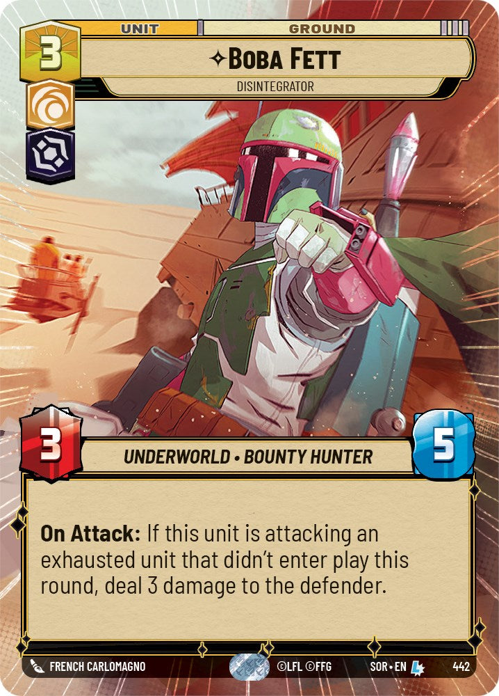 Boba Fett - Disintegrator (Hyperspace) (442) [Spark of Rebellion] | Jomio and Rueliete's Cards and Comics