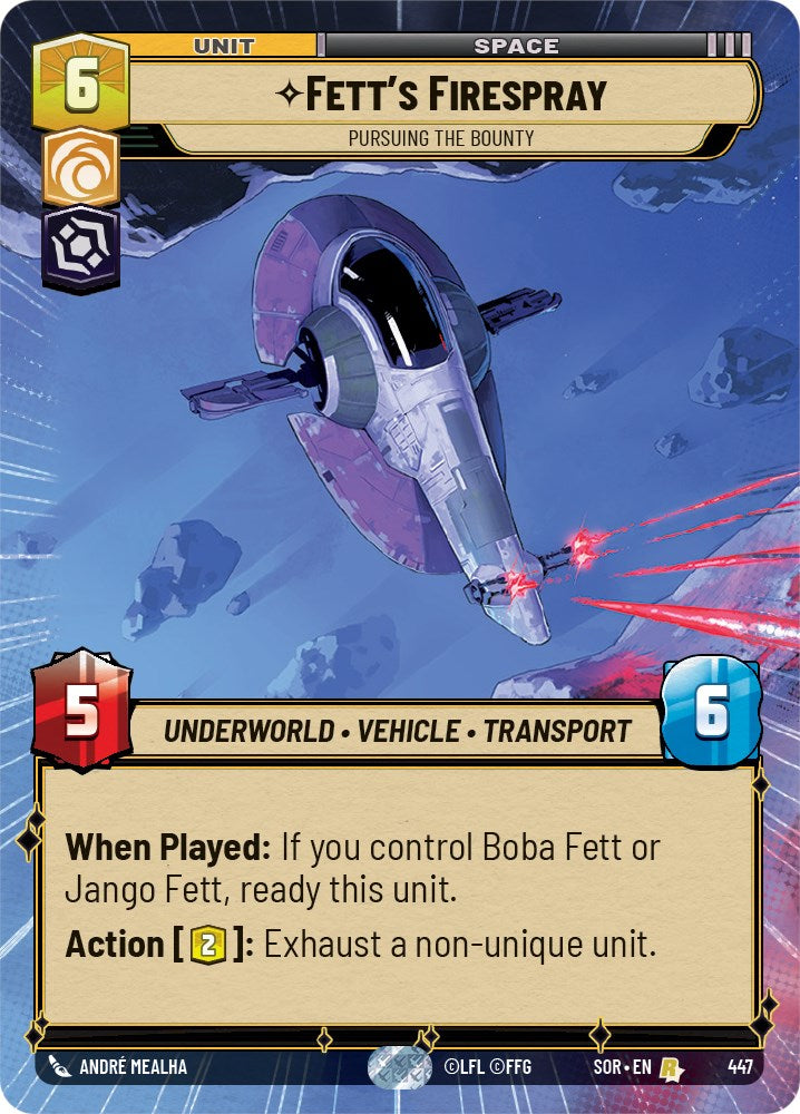 Fett's Firespray - Pursuing the Bounty (Hyperspace) (447) [Spark of Rebellion] | Jomio and Rueliete's Cards and Comics