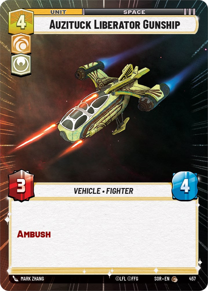 Auzituck Liberator Gunship (Hyperspace) (457) [Spark of Rebellion] | Jomio and Rueliete's Cards and Comics