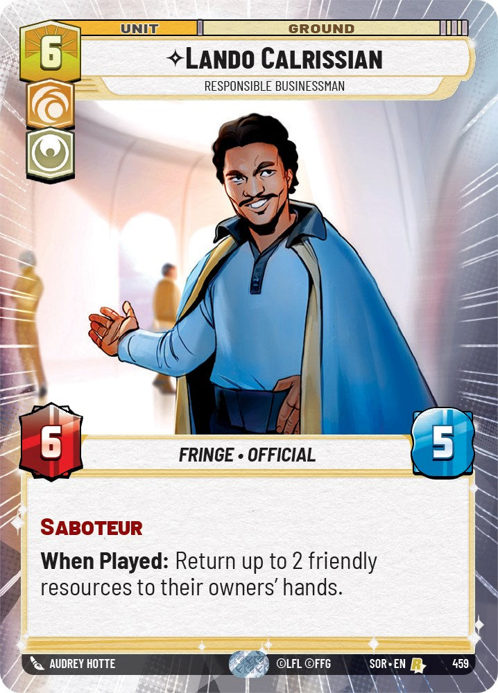 Lando Calrissian - Responsible Businessman (Hyperspace) (459) [Spark of Rebellion] | Jomio and Rueliete's Cards and Comics