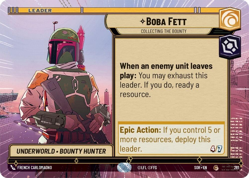 Boba Fett - Collecting the Bounty (Hyperspace) (281) [Spark of Rebellion] | Jomio and Rueliete's Cards and Comics