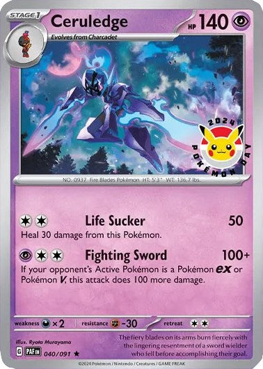Ceruledge (040/091) (Pokemon Day 2024)(Cosmos Holo) [Scarlet & Violet: Black Star Promos] | Jomio and Rueliete's Cards and Comics