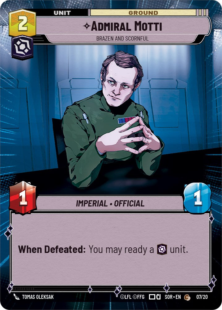 Admiral Motti - Brazen and Scornful (Hyperspace) (7/20) [Spark of Rebellion: Weekly Play] | Jomio and Rueliete's Cards and Comics