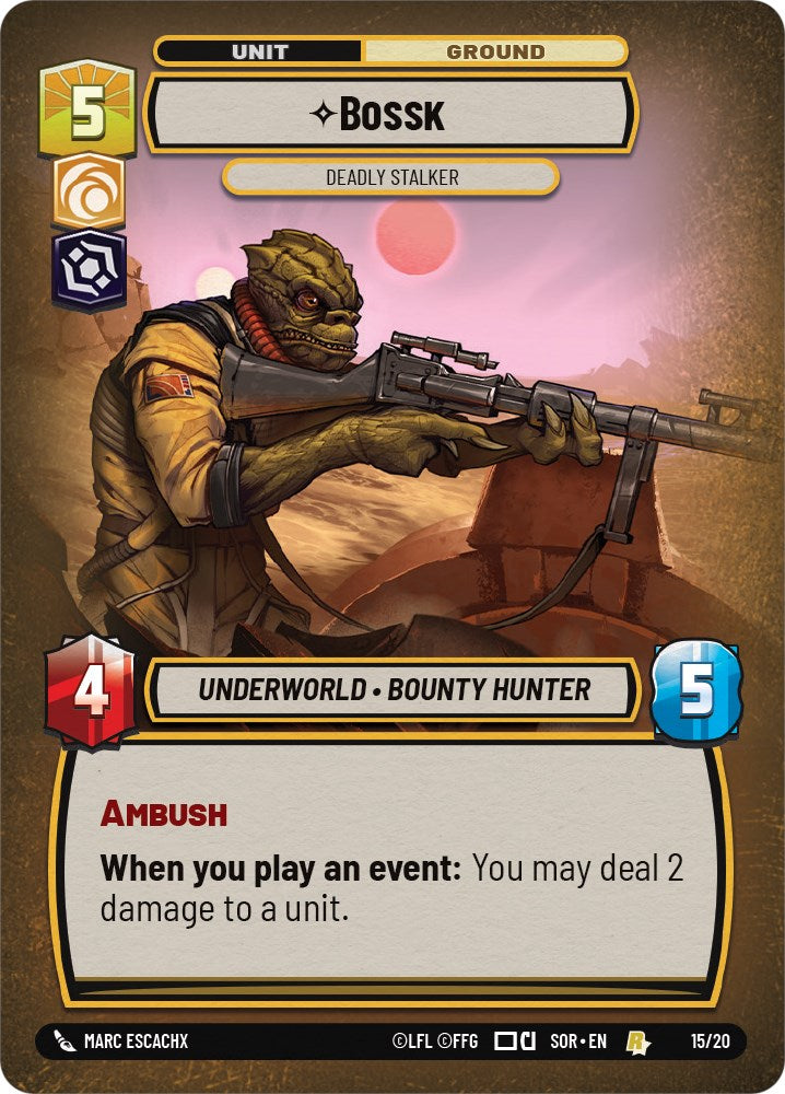 Bossk - Deadly Stalker (15/20) [Spark of Rebellion: Weekly Play] | Jomio and Rueliete's Cards and Comics