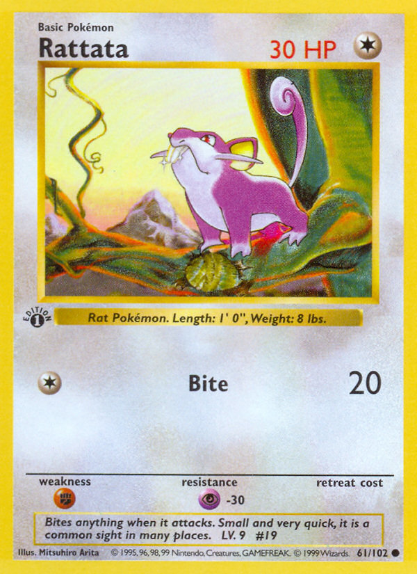 Rattata (61/102) (Shadowless) [Base Set 1st Edition] | Jomio and Rueliete's Cards and Comics