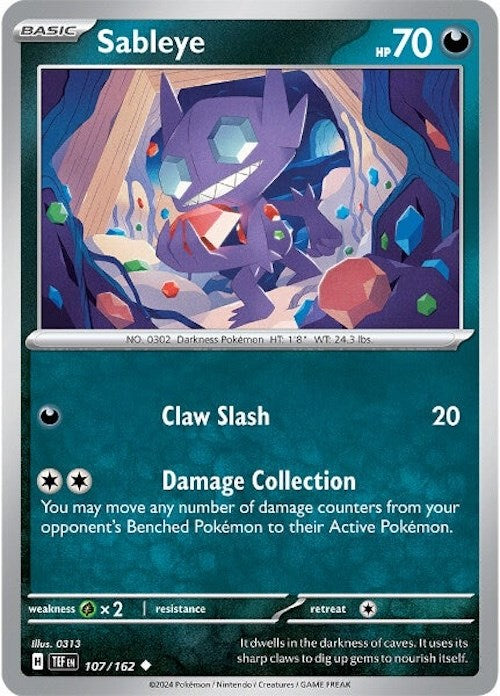Sableye (107/162) [Scarlet & Violet: Temporal Forces] | Jomio and Rueliete's Cards and Comics