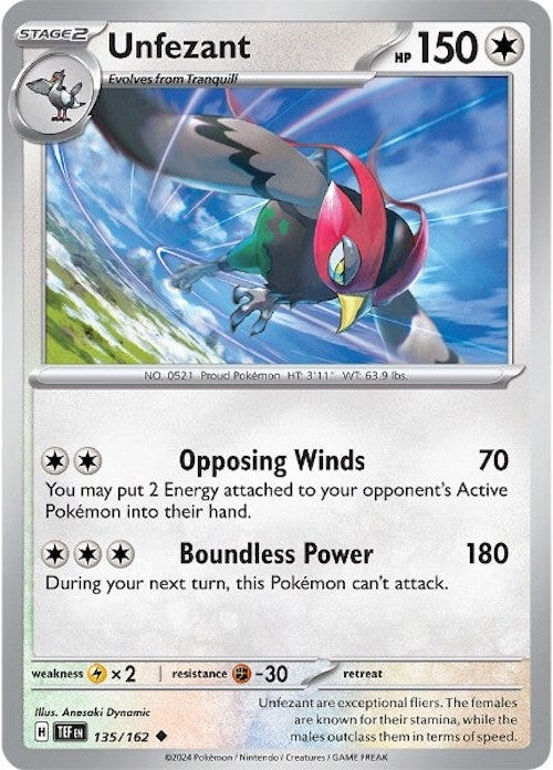 Unfezant (135/162) [Scarlet & Violet: Temporal Forces] | Jomio and Rueliete's Cards and Comics