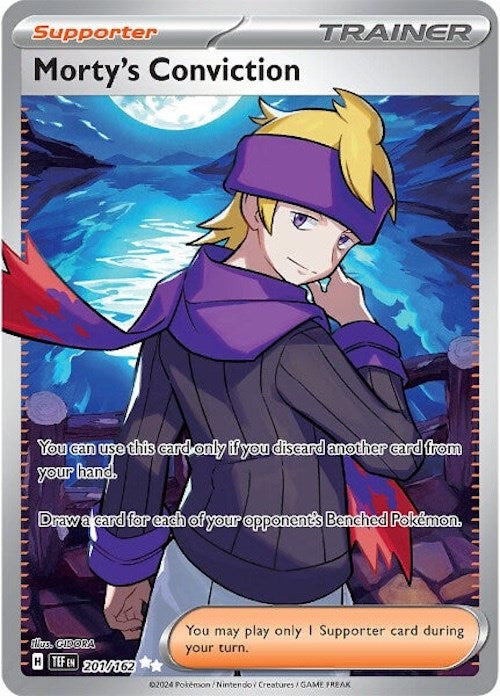 Morty's Conviction (201/162) [Scarlet & Violet: Temporal Forces] | Jomio and Rueliete's Cards and Comics