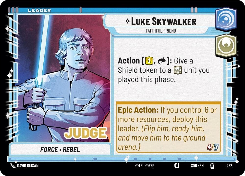 Luke Skywalker - Faithful Friend (3/002) (Judge Promo) (002/002) [Spark of Rebellion Promos] | Jomio and Rueliete's Cards and Comics