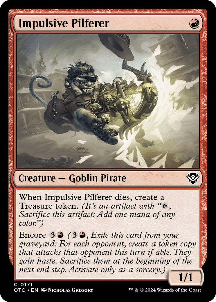 Impulsive Pilferer [Outlaws of Thunder Junction Commander] | Jomio and Rueliete's Cards and Comics