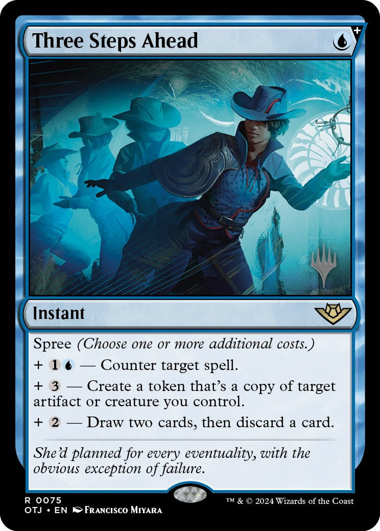 Three Steps Ahead (Promo Pack) [Outlaws of Thunder Junction Promos] | Jomio and Rueliete's Cards and Comics