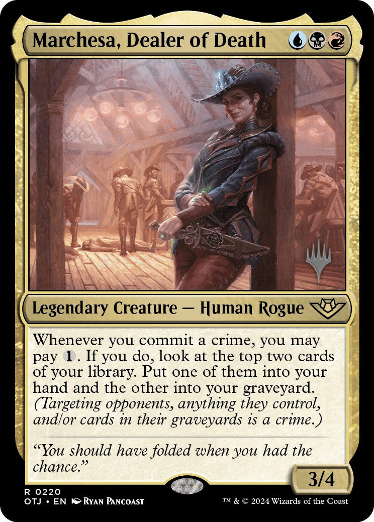 Marchesa, Dealer of Death (Promo Pack) [Outlaws of Thunder Junction Promos] | Jomio and Rueliete's Cards and Comics