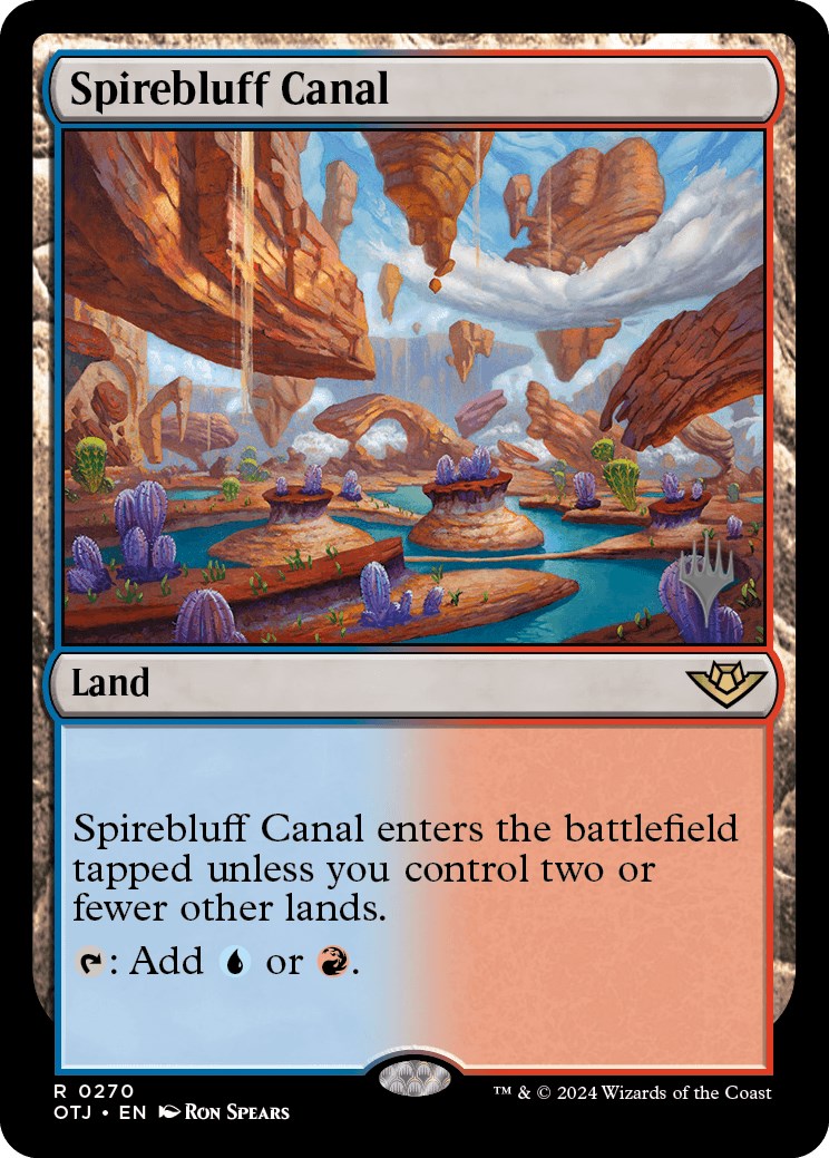 Spirebluff Canal (Promo Pack) [Outlaws of Thunder Junction Promos] | Jomio and Rueliete's Cards and Comics