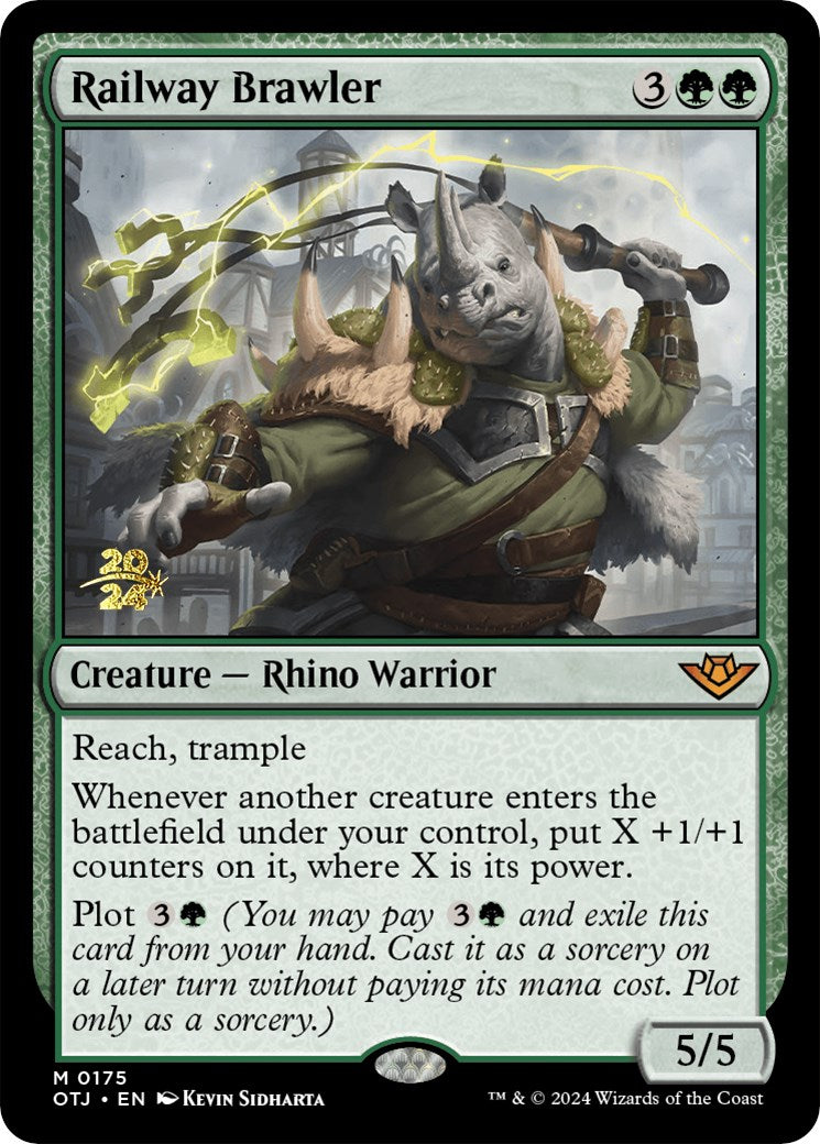 Railway Brawler [Outlaws of Thunder Junction Prerelease Promos] | Jomio and Rueliete's Cards and Comics