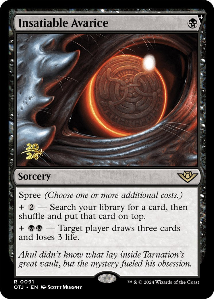Insatiable Avarice [Outlaws of Thunder Junction Prerelease Promos] | Jomio and Rueliete's Cards and Comics