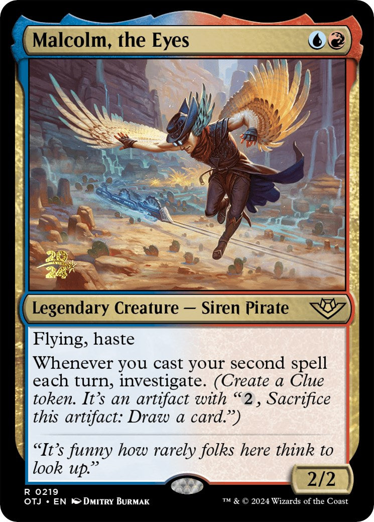 Malcolm, the Eyes [Outlaws of Thunder Junction Prerelease Promos] | Jomio and Rueliete's Cards and Comics