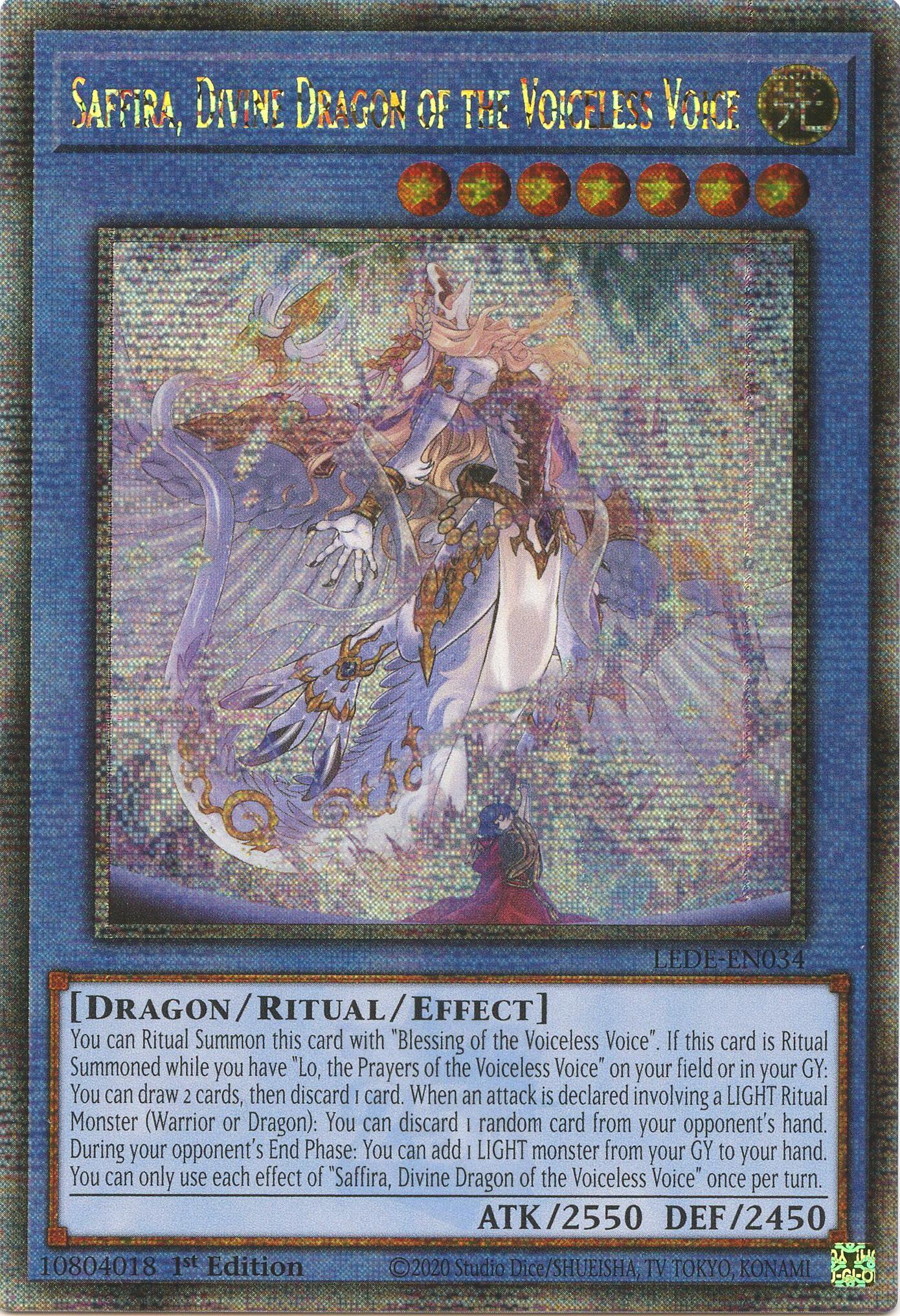 Saffira, Divine Dragon of the Voiceless Voice (Quarter Century Secret Rare) [LEDE-EN034] Quarter Century Secret Rare | Jomio and Rueliete's Cards and Comics