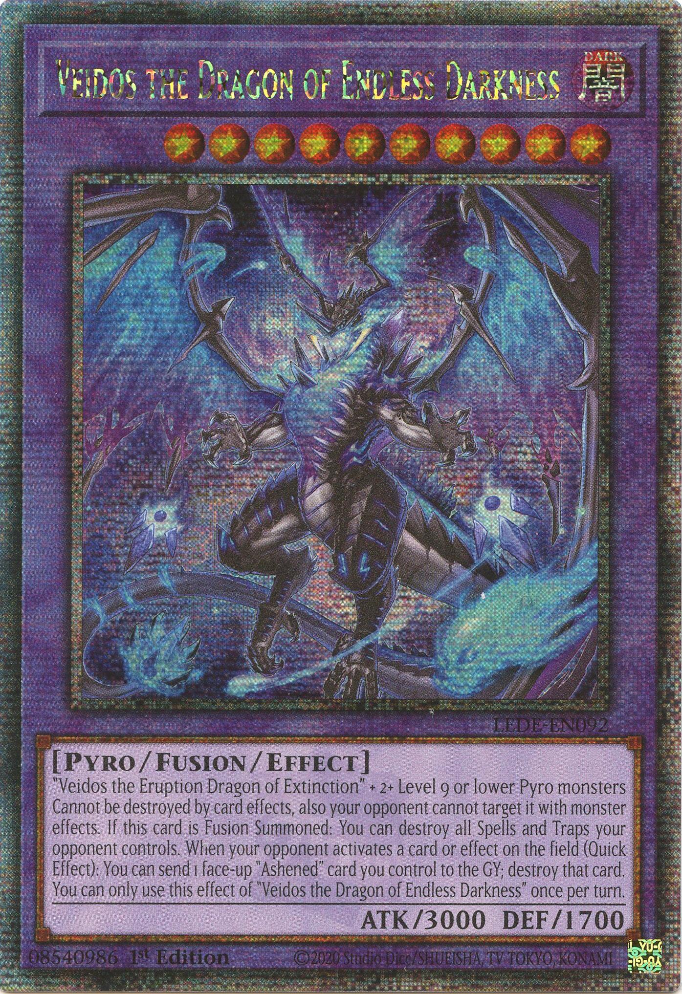 Veidos the Dragon of Endless Darkness (Quarter Century Secret Rare) [LEDE-EN092] Quarter Century Secret Rare | Jomio and Rueliete's Cards and Comics