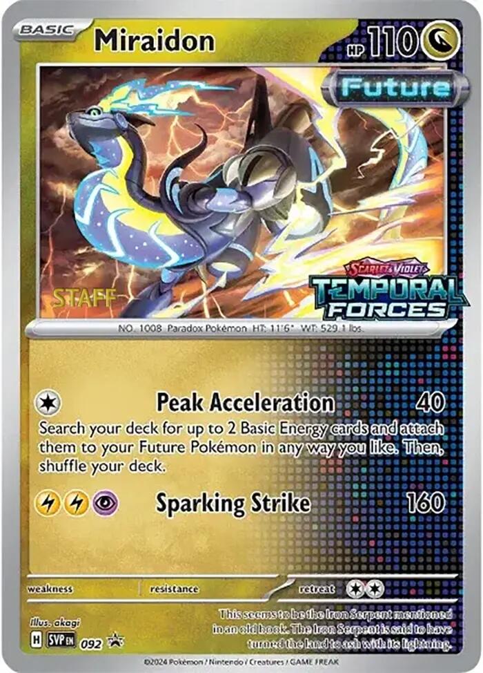Miraidon (092) (Stamped) (Staff) [Scarlet & Violet: Black Star Promos] | Jomio and Rueliete's Cards and Comics
