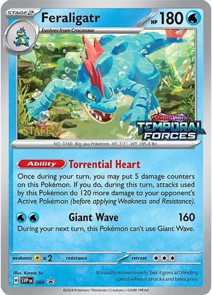 Feraligatr (089) (Staff Prerelease Promo) [Scarlet & Violet: Black Star Promos] | Jomio and Rueliete's Cards and Comics