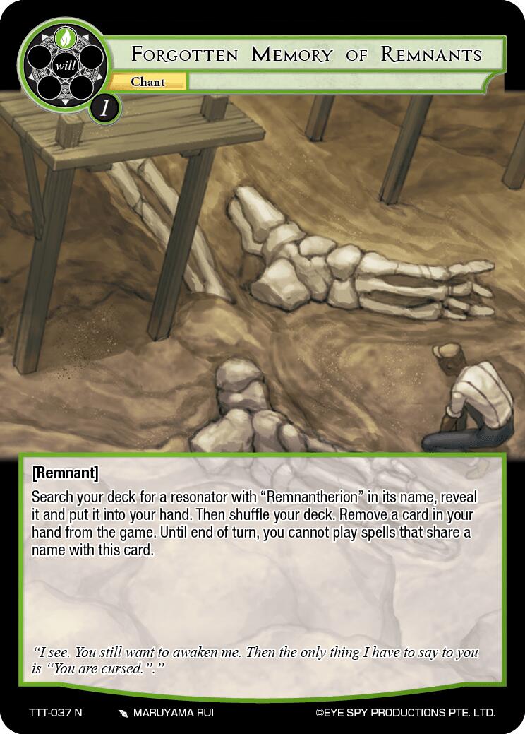 Forgotten Memory of Remnants (TTT-037 N) [Thoth of the Trinity] | Jomio and Rueliete's Cards and Comics