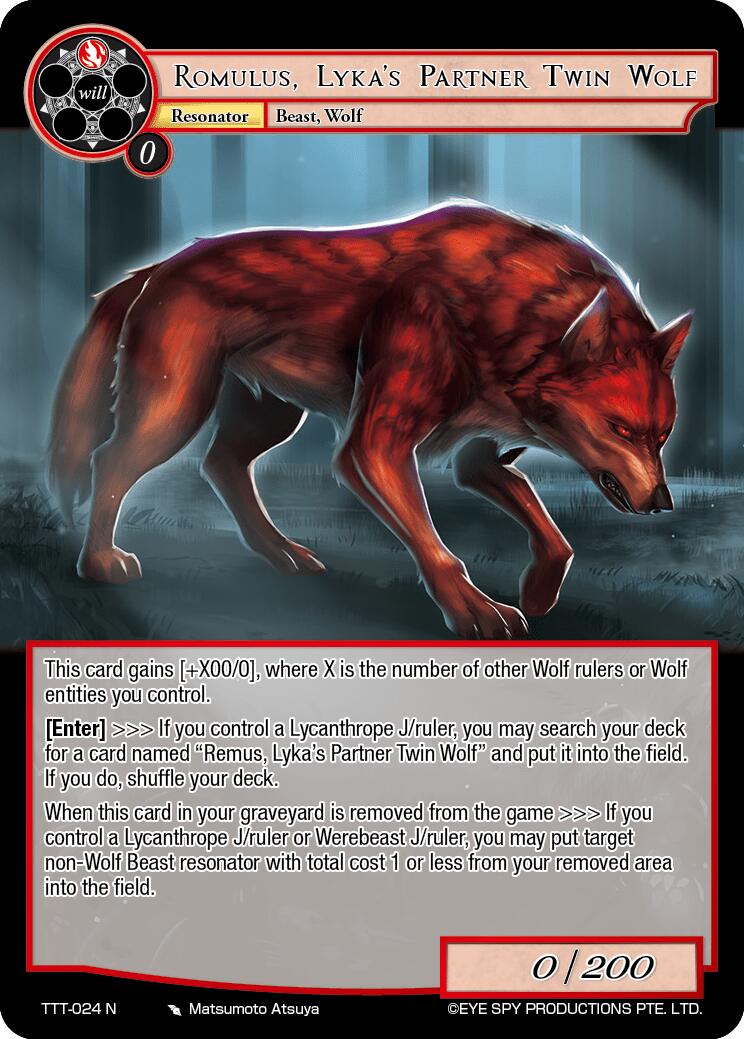 Romulus, Lyka's Partner Twin Wolf (TTT-024 N) [Thoth of the Trinity] | Jomio and Rueliete's Cards and Comics