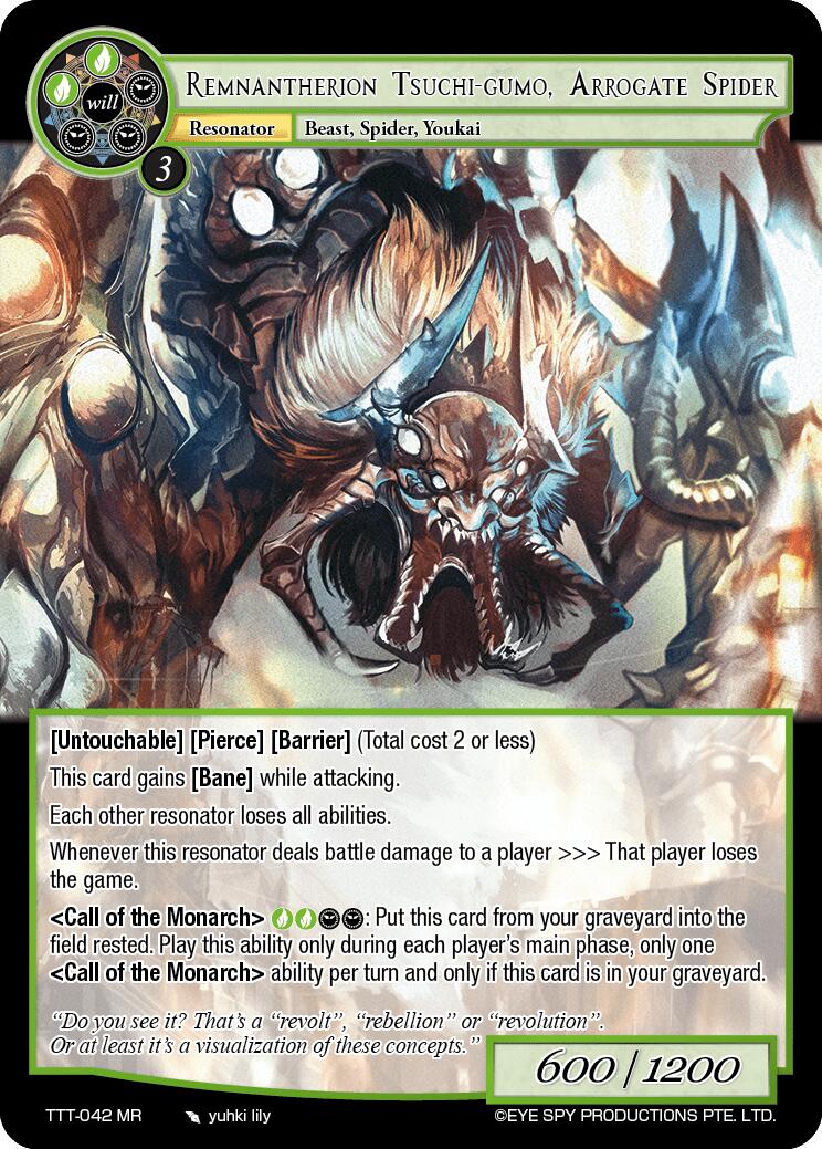 Remnantherion Tsuchi-Gumo, Arrogate Spider (TTT-042 MR) [Thoth of the Trinity] | Jomio and Rueliete's Cards and Comics