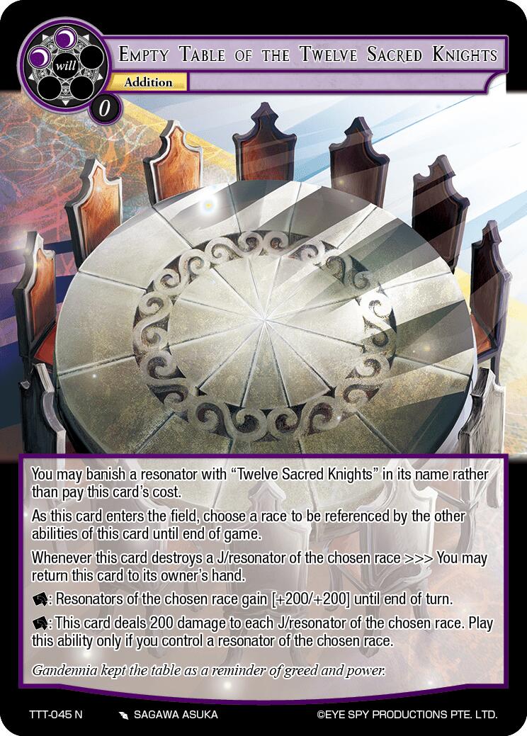 Empty Table of the Twelve Sacred Knights (TTT-045 N) [Thoth of the Trinity] | Jomio and Rueliete's Cards and Comics