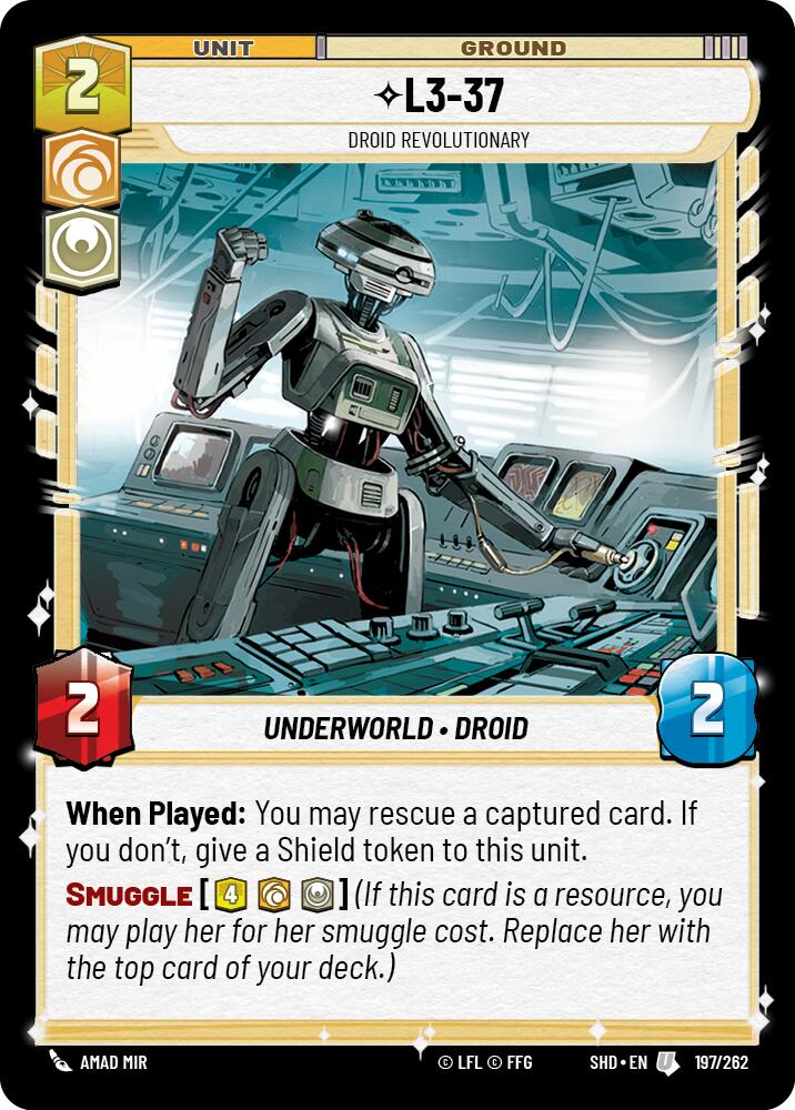 L3-37 - Droid Revolutionary (197/262) (197/262) [Shadows of the Galaxy] | Jomio and Rueliete's Cards and Comics