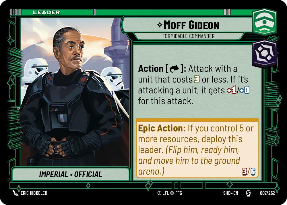 Moff Gideon - Formidable Commander (007/262) (007/262) [Shadows of the Galaxy] | Jomio and Rueliete's Cards and Comics
