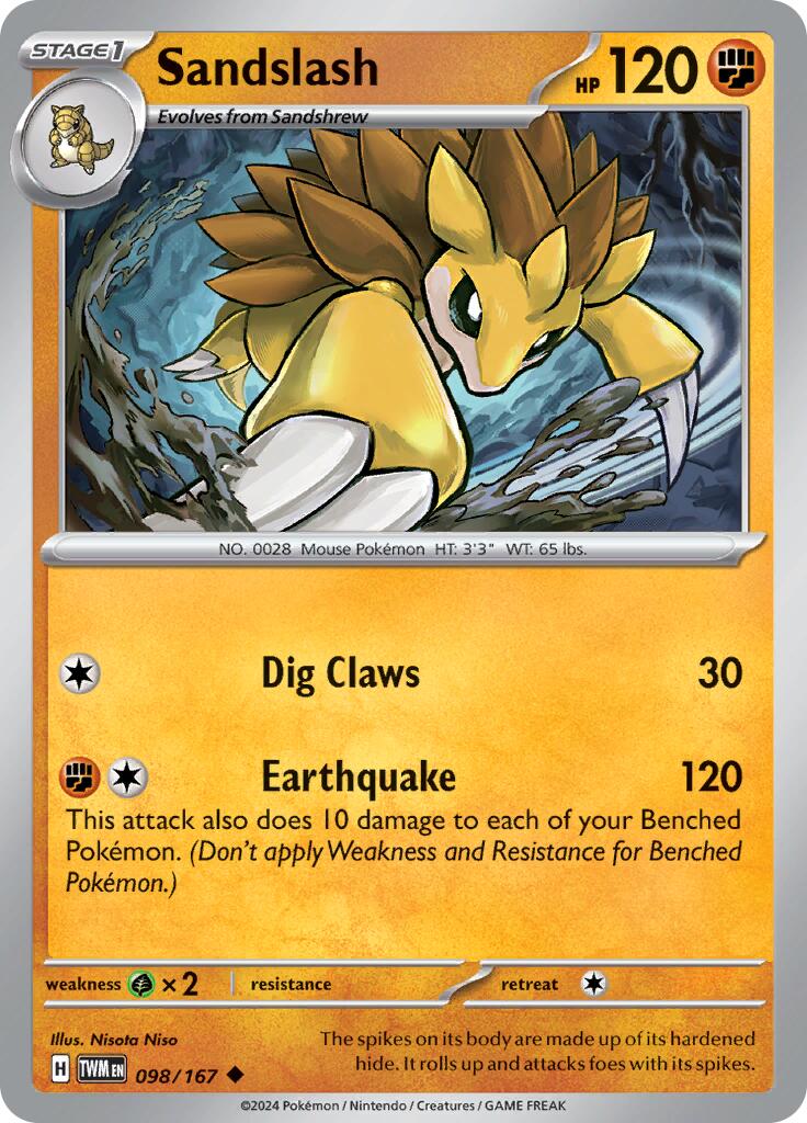 Sandslash (098/167) [Scarlet & Violet: Twilight Masquerade] | Jomio and Rueliete's Cards and Comics