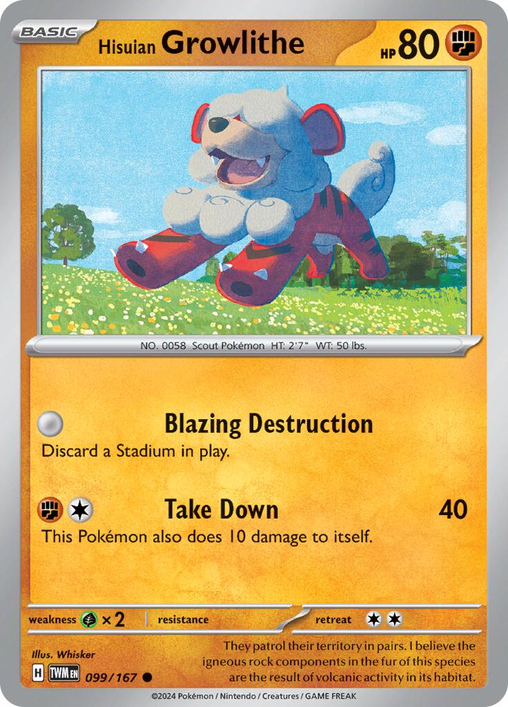 Hisuian Growlithe (099/167) [Scarlet & Violet: Twilight Masquerade] | Jomio and Rueliete's Cards and Comics