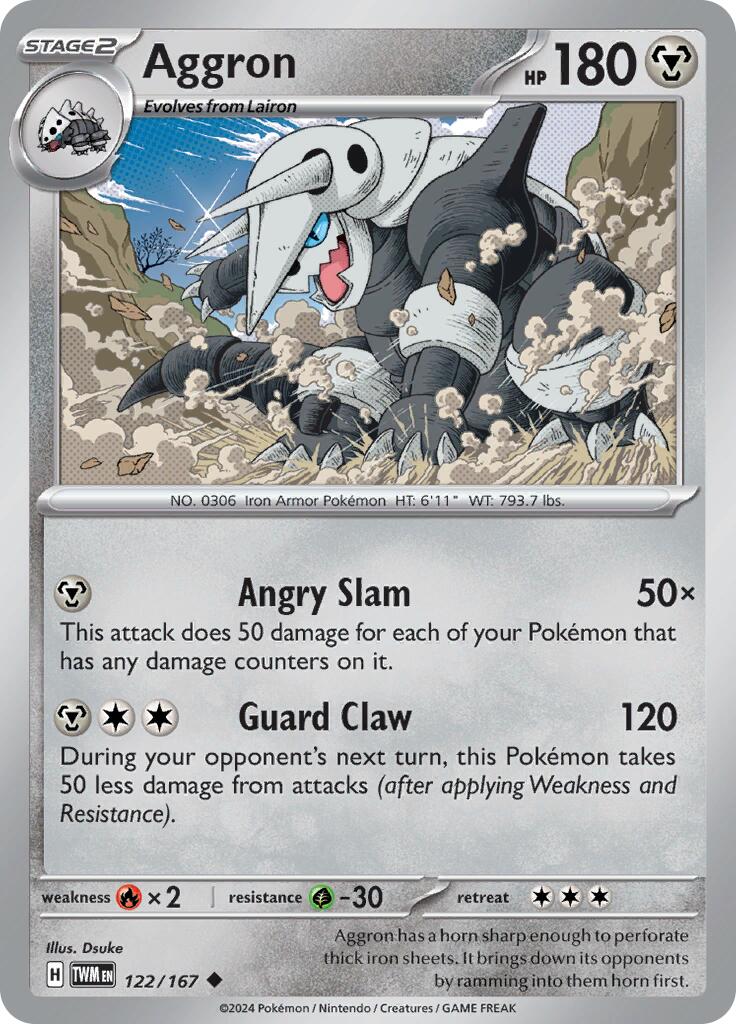 Aggron (122/167) [Scarlet & Violet: Twilight Masquerade] | Jomio and Rueliete's Cards and Comics