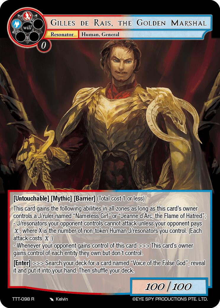 Gilles de Rais, the Golden Marshal (TTT-098 R) [Thoth of the Trinity] | Jomio and Rueliete's Cards and Comics