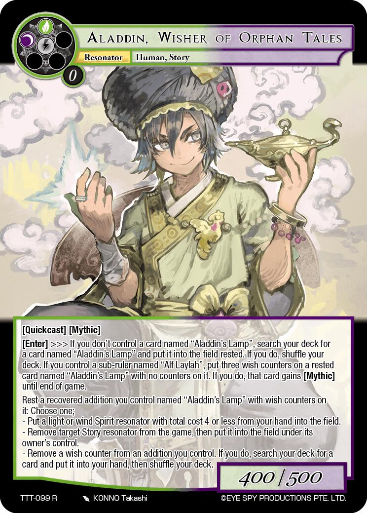 Aladdin, Wisher of Orphan Tales (TTT-099 R) [Thoth of the Trinity] | Jomio and Rueliete's Cards and Comics